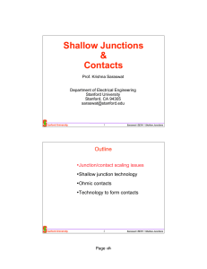 Shallow Junctions/Ohmic Contacts