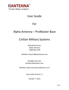 User Guide For Alpha Antenna – ProMaster Base Civilian Military