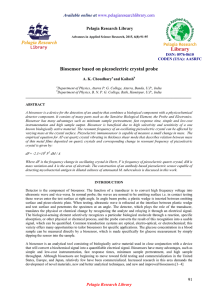 Biosensor based on piezoelectric crystal probe