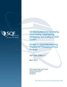 SQF Code, Ed. 7.1 Module 11 Guidance Document