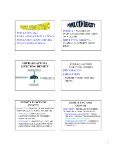 FOUR (4) FACTORS AFFECTING DENSITY • IMMIGRATION