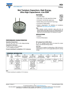 HE4 Wet Tantalum Capacitors, High Energy, Ultra High Capacitance