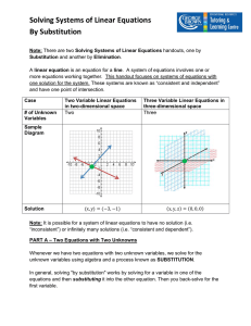 Solving Systems of Linear Equations By Substitution