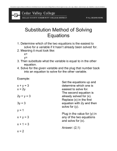 Substitution Method of Solving Equations