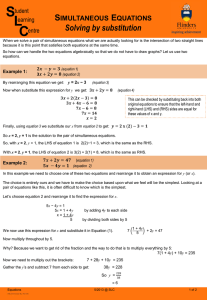 Simultaneous Equations, solving by substitution