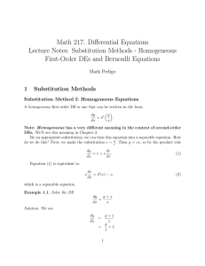 Math 217: Differential Equations Lecture Notes: Substitution