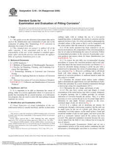 Examination and Evaluation of Pitting Corrosion1