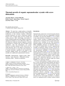 Thermal growth of organic supramolecular crystals with screw