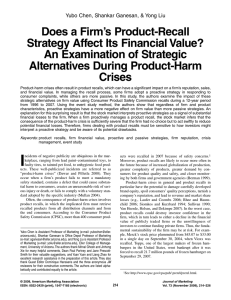 Does a Firm`s Product-Recall Strategy Affect Its Financial Value? An