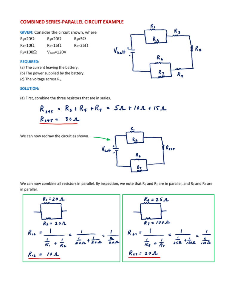 Combined Series Parallel Circuit Example