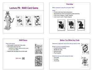 Lecture P9: WAR Card Game