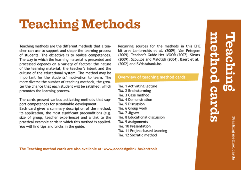 Teaching method cards