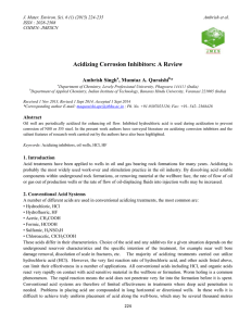 Acidizing Corrosion Inhibitors: A Review, Singh A., Quraishi M. A., J