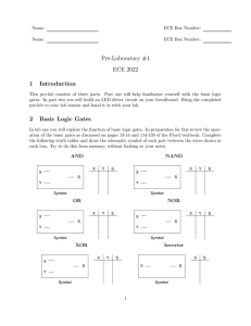 Pre-Laboratory #1 ECE 2022 1 Introduction 2 Basic Logic Gates