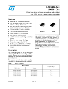 Ultra low drop voltage regulators with inhibit low ESR output