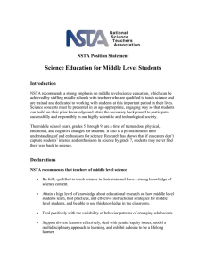 Science Education for Middle Level Students: National