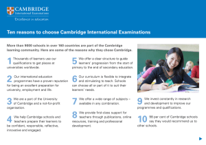 Ten reasons to choose Cambridge International Examinations