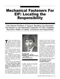 Mechanical Fasteners For EIF: Locating the Responsibility