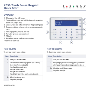 K656 Touch Sense Keypad: Quick Start