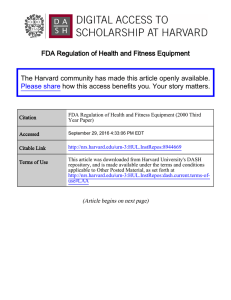 FDA Regulation of Health and Fitness Equipment The Harvard