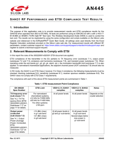 Si4431 RF Performance and ETSI Compliance Test Results -