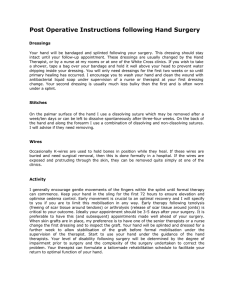 Post Operative Instructions following Hand Surgery