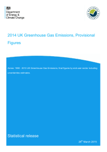 2014 UK Greenhouse Gas Emissions, Provisional Figures