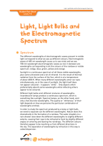 Light, Light Bulbs and the Electromagnetic Spectrum