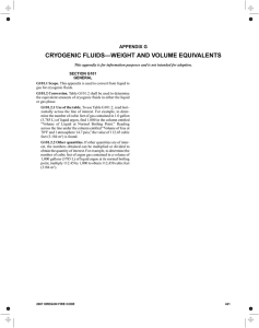 cryogenic fluids—weight and volume equivalents