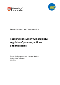 Tackling consumer vulnerability: regulators` powers, actions and