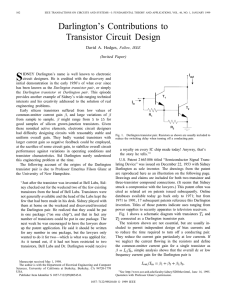Darlington`s Contributions to Transistor Circuit Design