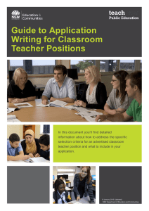 Guide to Application Writing for Classroom Teacher