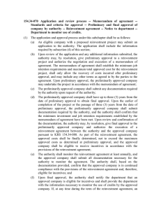 Memorandum of agreement -- Standards and criteria for approval