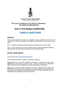 Unit 3: Fire Safety (L/505/5750) SAMPLE QUESTIONS
