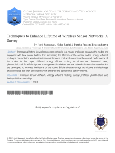 Techniques to Enhance Lifetime of Wireless Sensor Networks: A