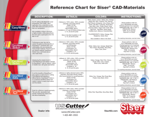 Reference Chart for Siser® CAD-Materials