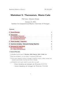 Worksheet 5: Thermostats, Monte