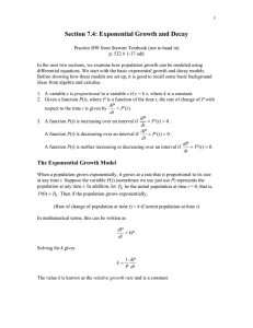 Section 7.4: Exponential Growth and Decay