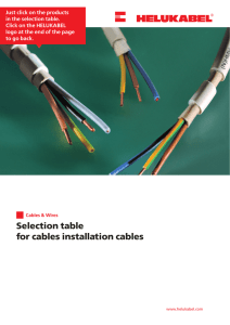 Selection table for cables installation cables
