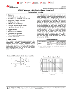 VCA820 Wideband, > 40-dB Adjust Range