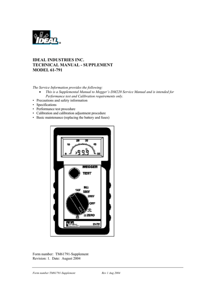 IDEAL INDUSTRIES INC. TECHNICAL MANUAL
