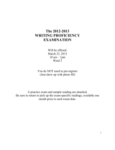 The 2012-2013 WRITING PROFICIENCY EXAMINATION