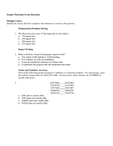 Sample Municipal Exam Questions Multiple Choice Identify the