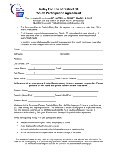 Relay For Life of District 88 Youth Participation Agreement