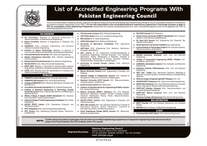 List of Accredited Engineering Programs With Pakistan
