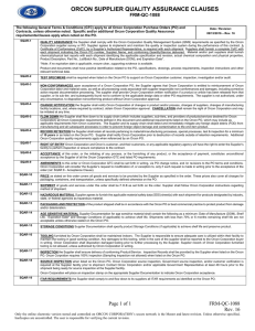 ORCON SUPPLIER QUALITY ASSURANCE CLAUSES