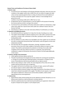 Purchasing conditions for supplier