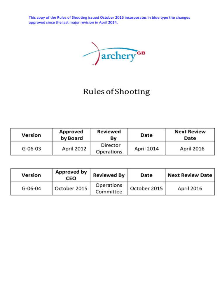 Rules Of Shooting