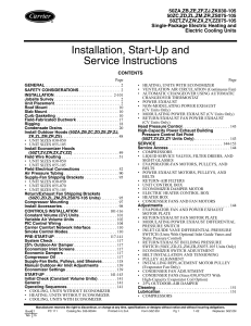 Installation, Start-Up and Service Instructions