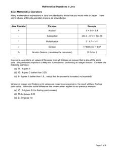 Mathematical Operations in Java Basic Mathematical Operations